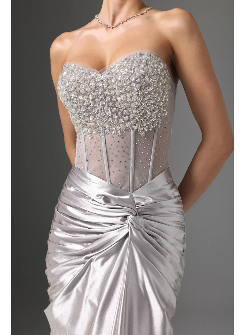 Bella Barnett  Denny Strapless Sequin High Slit Maxi Dress for Women | Best Price UAE